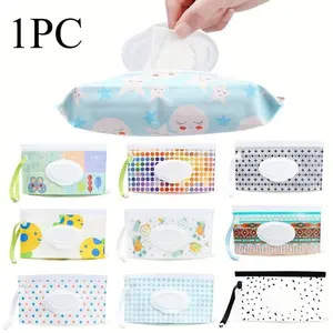 Reusable Wet Wipe Storage Bag, 1 Count  Cute Cartoon Pattern Compact Wet Wipe Holder, Wet Wipe Dispenser Bag, Wet Wipe Pouch, Wet Wipe Container