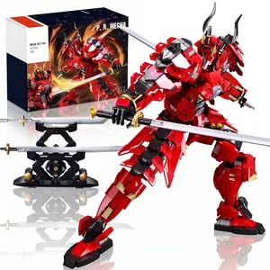 Kafei Samurai Warrior Mecha Building Set, Dual-Sword Robot Figure Kit for Adults and Teens, Action-Packed and Creative DIY Project, Detailed Collectible Gift for Samurai and Mech Enthusiasts, Elegant Warrior Aesthetic for Shelf or Desk Display