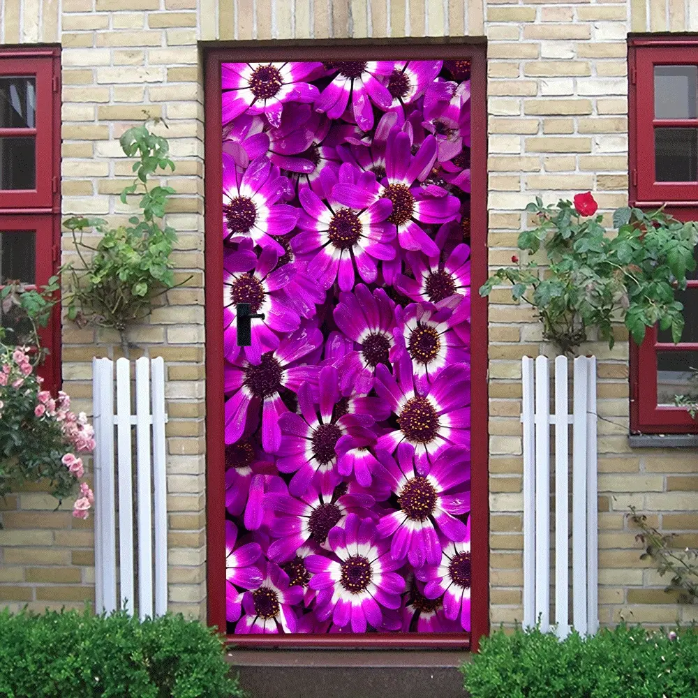 2pcs Purple Daisy Flower Wall Stickers Self Adhesive Removable Decorative Decals for Bedroom Living Room Home Wall Art Waterproof Durable Eco Friendly Material Easy to Apply for Smooth Surfaces