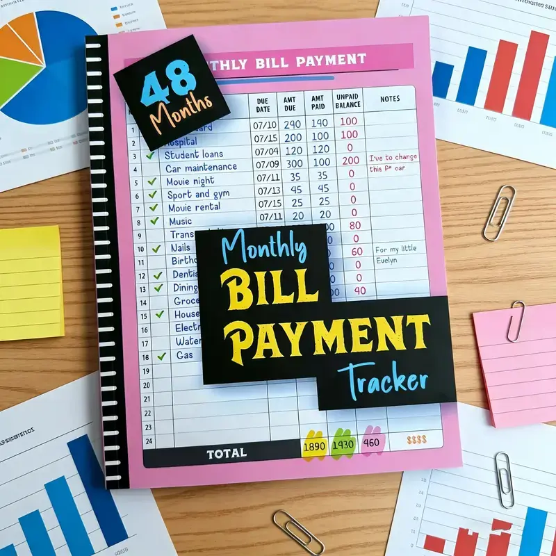 Bill Payment and Expense Tracker, 4-Year Paperback Budget Planner with 960 Records, Bank Account Log, Debt Payoff Tracker and Monthly Financial Overview Notebook