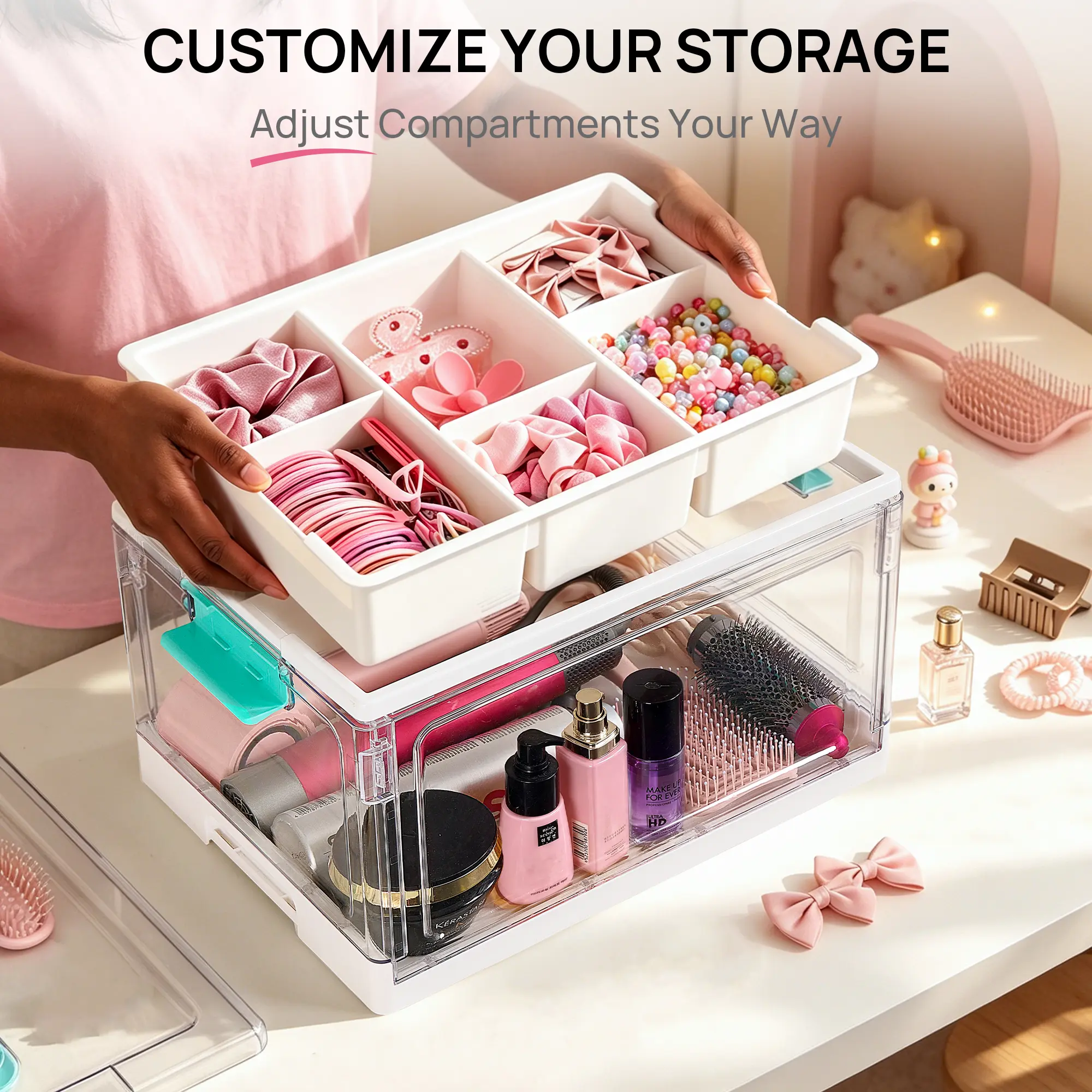 [Video Only]Vtopmart 2-4Pack 24QT Clear Craft Storage Bin with Removable Trays and Dividers, for Art Supply Coloring Books, Sensory Toys, Craft Supplies, Medicine, Playdough, Transparent Water&Dust Proof, Preschool & Back-to-school Restock