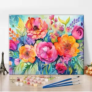 Flower Paint by Numbers Adult Paint by Number Floral Kids Paint by Number Kits Canvas DIY Oil Painting for Adults Kids Paint by Number Adult Paint by Number Kits Home Decor, 16 x20 Inch