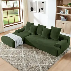 Eyisean 110" Memory Foam Compress Sleeper Sofa with Left Facing Chaise, Oversized L-Shaped Modular Sectional Sofa with 5 Pillows, No Assembly Required, 4-Seat Comfy Cloud Sectional Couches for Living Room