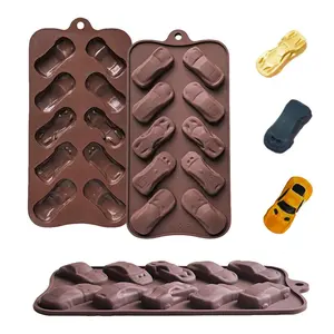 3pcs Silicone Car Molds Set, 10-Cavity Chocolate Candy Cake Decorations, Mini Vehicle Molds for Pudding Ice Cubes Fondant Cookies Soap Crafts, Reusable Chocolate Mold