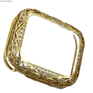 OEM 2026NEWCrafted Copper Shell with Stone Inlay, Hollow Copper Diamond Protective Case for Iwatch, Compatible with Various Apple Watch Sizes And Generations, Featuring a Zirconia Metal Bird'S Nest Design