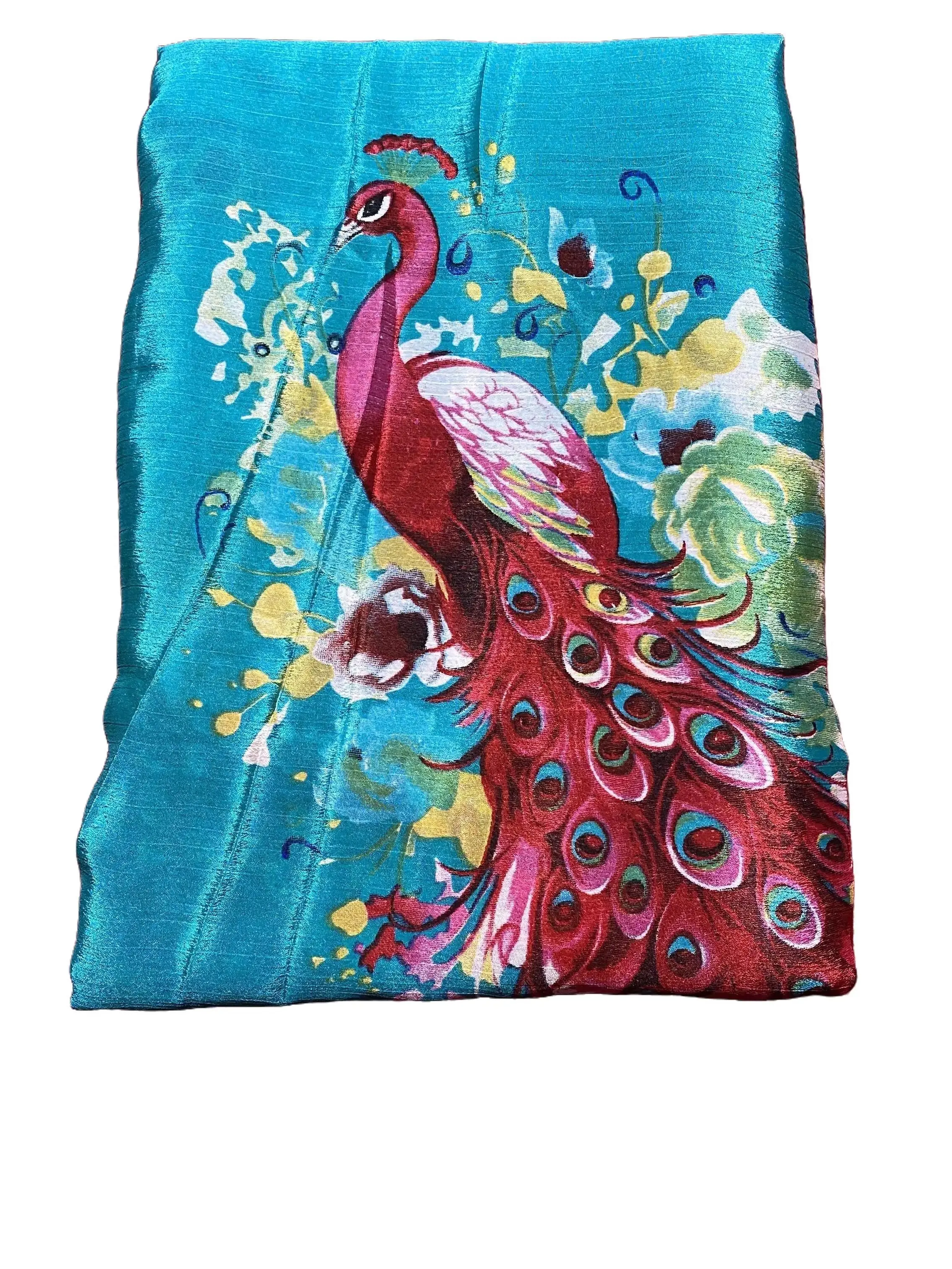 Women's Silk Saree - Traditional Ethnic Peacock (Mayur) Print, Luxurious Feel, Vibrant Design, Cultural Significance, Elegance, Peacock Print, Fashionable Ethnic Pattern