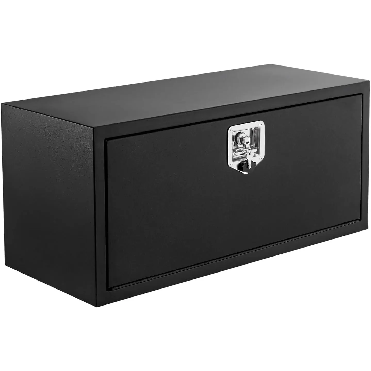 24 in Black Steel Underbody Truck Tool Box with T-Handle Lock, Heavy Duty Truck Toolbox Truck Storage Organizer Tool Box Chest For Pickup Truck Bed, RV, Trailer, 24 in x 18 in x 18 in