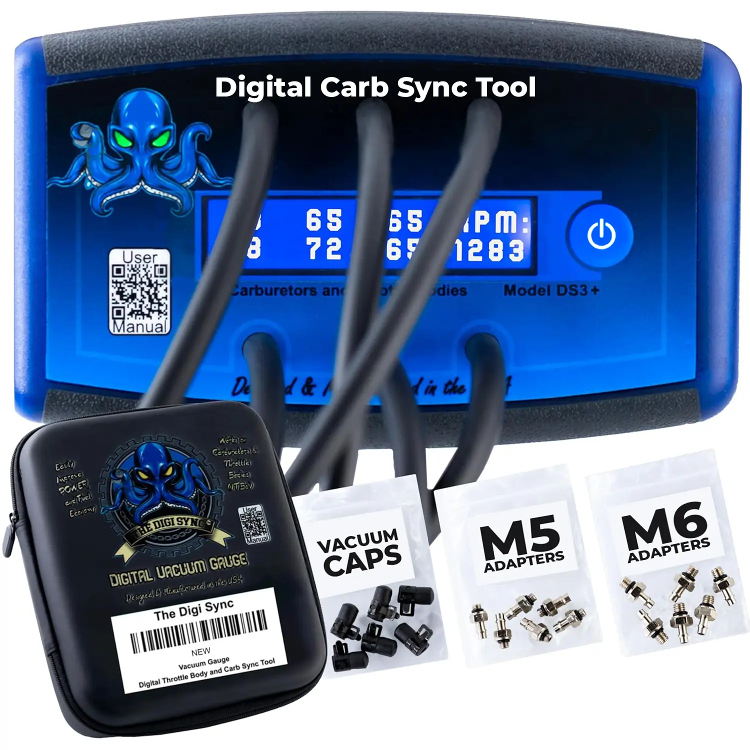 6-Channel - The Digi Sync Throttle Body & Digital Carb Sync Tool, Easy To Use & Accurate Carburetor Synchronizer, Vacuum Gauge Carburetor, Peaking Manometer, for Carbureted & Fuel-Injected Engines