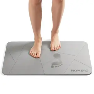 Homerz Stone Bath Mat – Premium Diatomaceous Earth Quick-Dry Bathroom Mat (Light Gray)