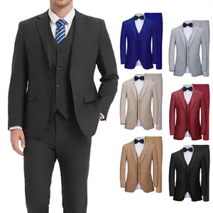 Men's Classic 3-Piece Solid Color Suit - Notched Collar Design, Multi functional Gentleman Style, Perfect for Weddings, Business, Parties, and Formal EventsRAIMENTRY