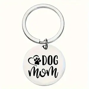 Stainless Steel Dog Mom Keychain