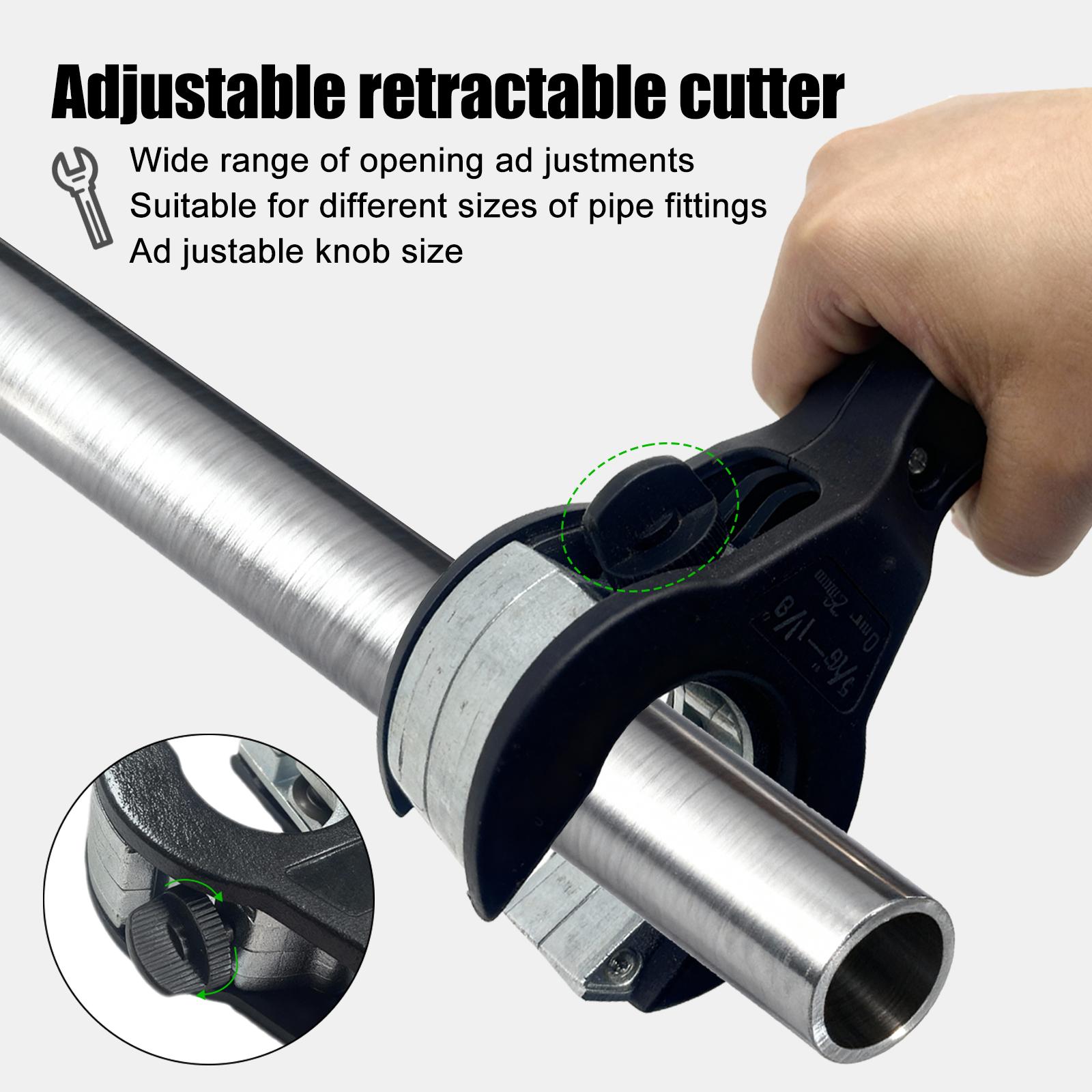 Ratcheting Tubing Cutter, 2-in-1 Compact Pipe Cutter for 5/16" to 1-1/8" Copper, Aluminum and Stainless Steel Tubing, One-Hand Fast Cutting Tool for Plumbing