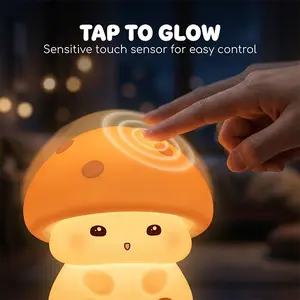 Mushroom Night Light, Soft Silicone Touch Lamp with Color Changing & Dimmable, Rechargeable Decor Lamp with Timer, Perfect Gift for Kids Baby & Toddler