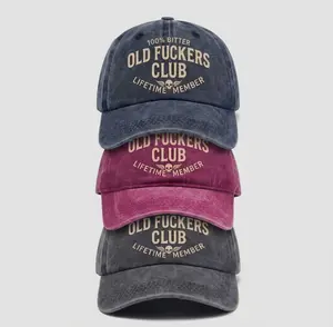 Old F*ckers Club Hat, Printed design Funny Bitter Old Man Baseball Cap, Vintage Washed Cotton Adjustable Dad Hat, Sarcastic Gag Gifts for Grandpa Dad Funny Gag Gift Old Man Distressed Baseball Cap Sarcastic Humor Hat