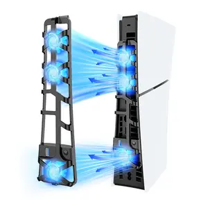 Cooling Fan for PS5 Slim Console, Low Noise Cooling, Quiet Cooling System with Memory Function and LED Light, Cooler Accessories with 3 High Speed Fans & USB 3.0 Port for PS5 Slim Digital & Discs Edition