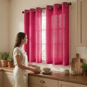 Summer Vibes, 34x63 Inch 4pcs Blocks 80% of light Curtains for Living Room Bedroom Kitchen Linen Blocks 80% of light Curtains, Grommet Luxury Blocks 80% of light Curtains for Windows Apartment L18-1