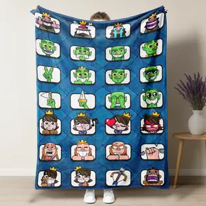 Clash Royale Goblin And King Meme Funny Flannel Blankets, Super Soft Flannel Throw, Vibrant Gamer Design Plush Blanket for Bed & Couch, Best Gaming Gift For Light And Comfortable Home Decorations