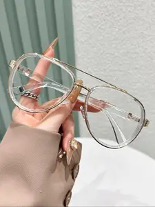 Fashion Basic Top Bar Design Frame Eyeglasses for Women & Men, Fashion Eyeglasses for Work, Daily Clothing Decor, Perfect for Student Daily Use, Trendy Casual Eyeglasses