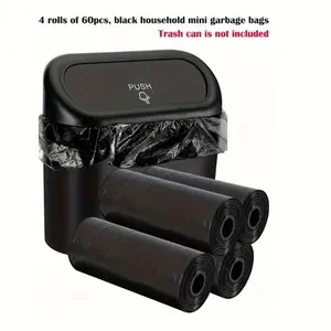 Mini Garbage Bag, 4 Rolls Small Portable Garbage Bag, Waterproof Garbage Bag for Car & Office Can, Sturdy Trash Bags