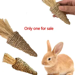 Handmade Carrot Chew Toy for Rabbits Bunny Hamsters Guinea Pigs Cats, Teeth Grinding and Entertainment, Natural Fiber Material