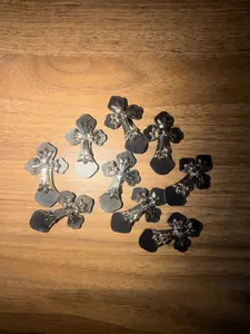 Silver Plated Leather Cross for DIY Crafts, clothing, shoes, decoration