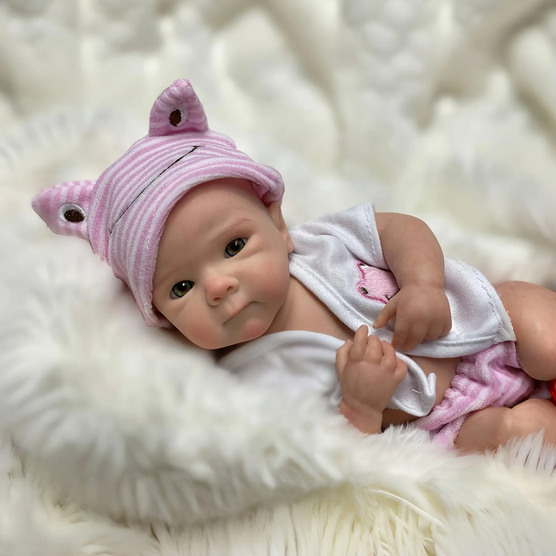 Otarddolls 12-13 in Open Mouth Silicone Reborn Girl Doll, Handmade Detailed Painted Skin, Full Body Soft Solid Silicone, Removable Fashionable Outfits, Realistic Touch 1 kg Doll with Small Flaws for Collectibles & Gifting