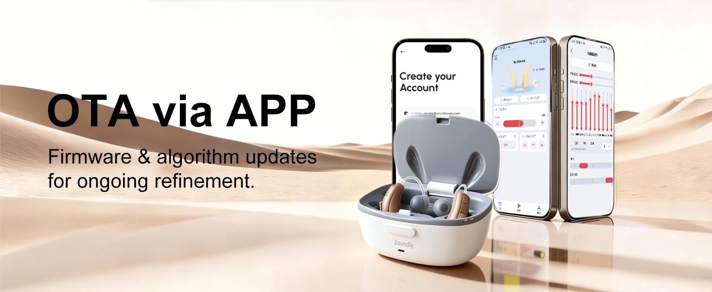 FDA OTC Rechargeable Bluetooth Behind-the-Ear Hearing Aids - Digital Noise-Canceling Hearing Amplifier, Wireless Device with Fast Charging Case for Hard-of-Hearing Elders, Behind Ear Aid