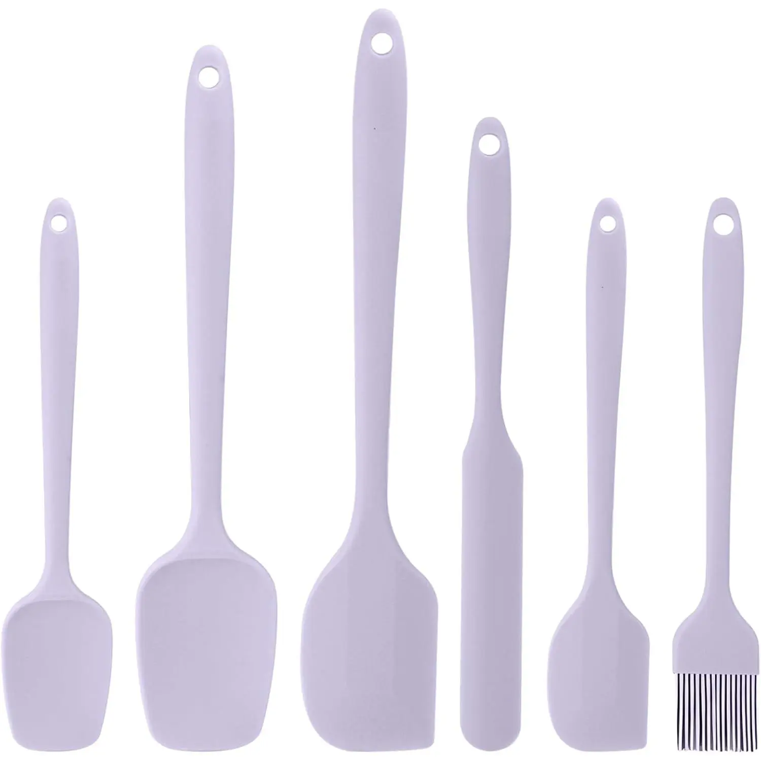 Spatula Set of 6, Heat-Resistant  Grade, Nonstick Rubber Kitchen Utensils with Stainless Steel Core for Cooking, Baking & Mixing (Purple)
