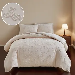 Washable 3D Bow Pattern Decorative Duvet Cover Set 2/3 Piece Set with Soft Polyester Fiber Comfort, Hotel Quality Bedding, 8 Sizes Available, Bed Sets