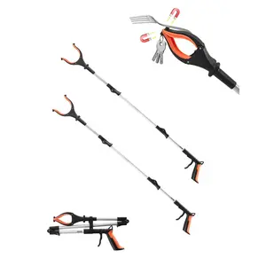 VEVOR 43" Foldable Aluminum Alloy Reacher Grabber Tool, 360° Rotating Head, Built-in Magnet, LED Light, Lightweight Trash Picker Upper for Seniors