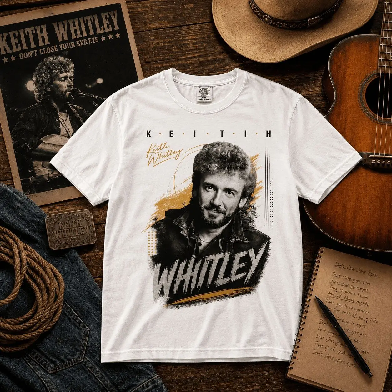 Vintage Keith Whitley Country Singer Graphic Tee Fan Shirt