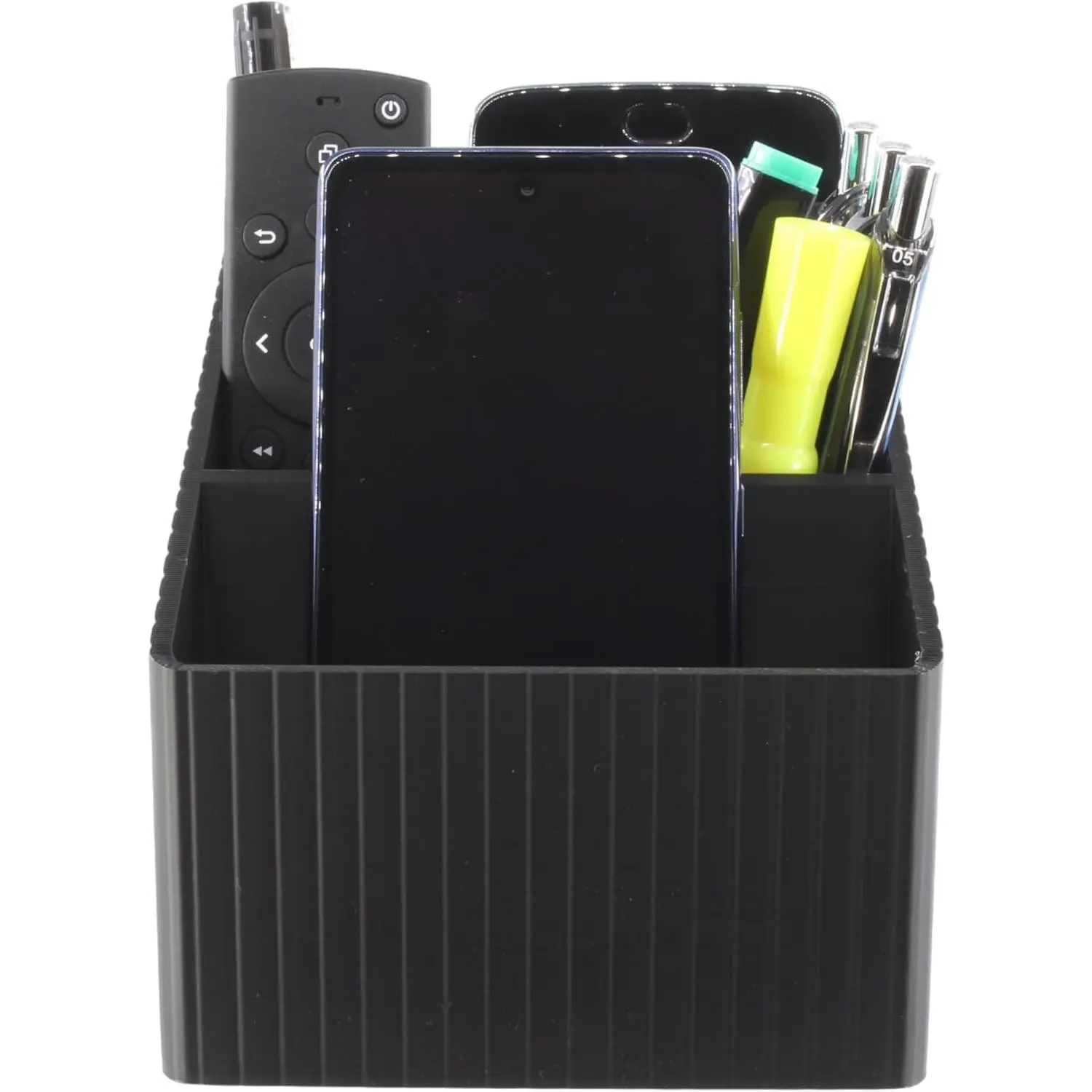 PowerTRC 3D Printed Remote Control Holder – 3-Compartment TV Remote Caddy & Desk Organizer for Living Room, Office, Bedroom – Smooth PLA, Non-Slip Base, No Assembly – Made in USA