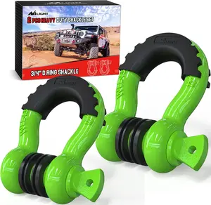 Nilight 2 Pack 3/4" D-Ring Shackle with 7/8" Screw Pin 41,887lbs Break Strength, Heavy Duty Off Road Recovery Shackle with Isolators Washers for Use with Tow Strap, Winch, Off-Road Jeep Truck Vehicle