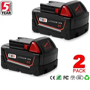 High efficiency 2 PACK 8.0 AH For Milwaukee for M18 Lithium Extended Capacity Battery 48-11-18