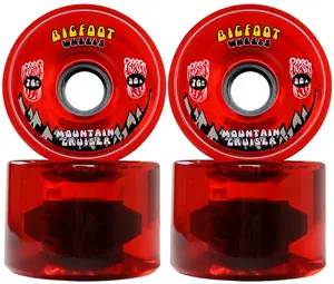 Bigfoot Longboard Wheels - 76mm Mountain Cruiser Translucent Red