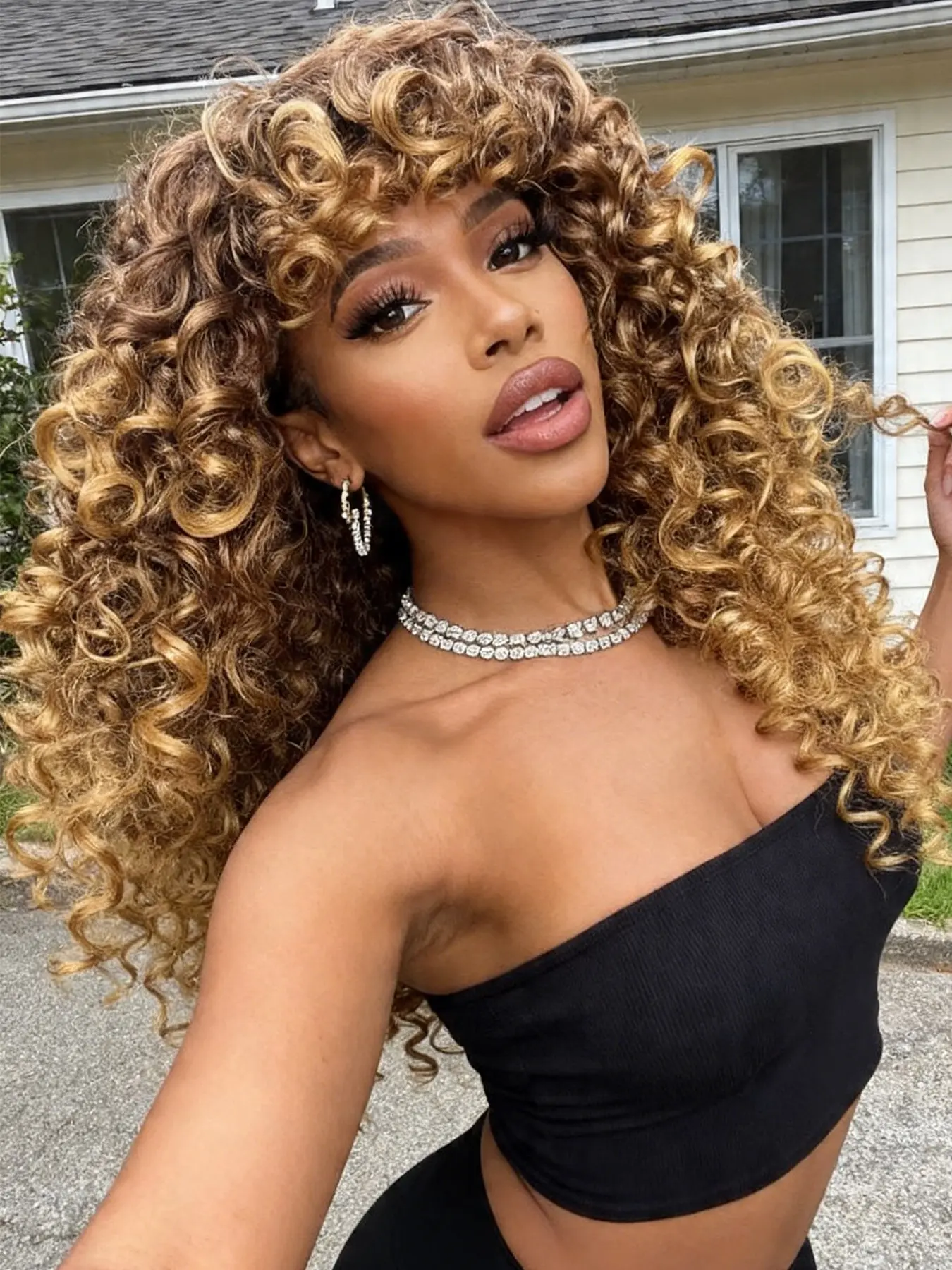 18 Inch Long Afro Curly Wigs, Halloween Costume Wig, Glueless Synthetic Hair for Cosplay & Costume Party, Wig for Beginners
