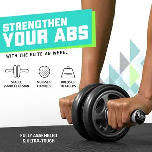 Ab Roller Wheel - Gym & At Home Ab Workout Equipment with 2 Wheels to Exercise Core Abdominal Muscles - Strength Training Accessories for Abs﻿