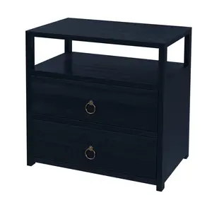 Lark 2 Drawer Wide Nightstand in Navy Blue  5670291