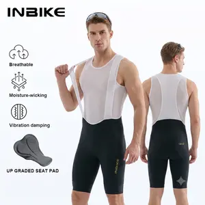 INBIKE Men's Cycling Bib Shorts with 3D Padded High Density 120kg/m³ Professional Road Bike Shorts Breathable Slim Fit Bicycle Gear with Side Pockets