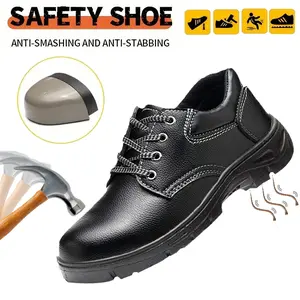 Steel Toe Shoes Unisex fro Work Safety Shoes PunctureProof Lace Up Low Top Breathable Leather Lightweight Sneaker Footwear Safety for Outdoor Work