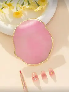 Pink Faux Agate Resin Nail Art Mixing Palette Round Lightweight Nail Tool