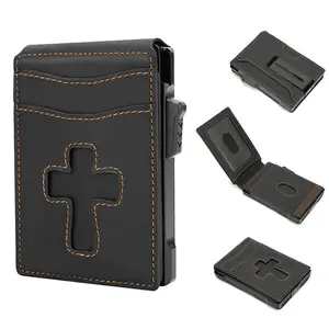 2026 Upgraded Wallet for Men, Mens Minimalist Slim Wallet–Pop-Up Credit Card Holder Cross style RFID Blocking Leather Bifold Wallet, Holds 12 Cards