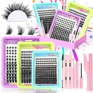 3 Styles Lash Clusters Kit Bulk Packs with 2×Bond&Seal Volume/Manga/ultra/Dramatic Eyelash Extensions 8-18mm lashes Clusters Kit Wispy Individual Fake Eyelashes Kit DIY at Home Easily