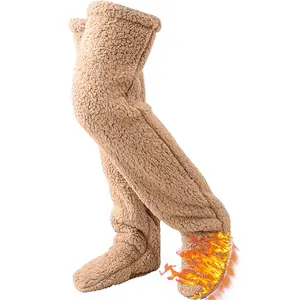 Women's Fleece Over-The-Knee Floor Socks, Soft Warm Winter Socks, Comfortable Indoor Wear, Hand Washable Plush Fabric, Durable Toe Edge, Soft Comfy Socks