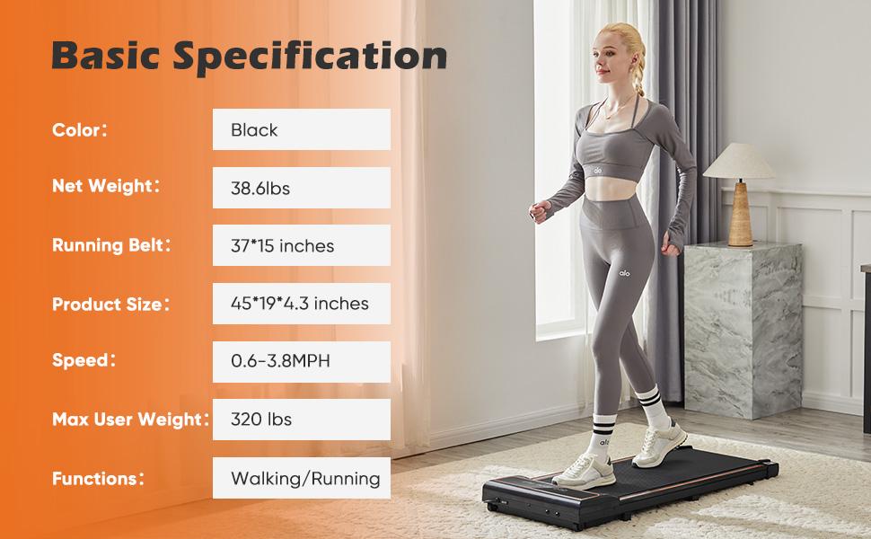 Compact Armless Treadmill for Small Spaces, Quiet Under-Desk Walking Pad, Slim & Portable Design for Home Office Workouts, Easy to Store, Ideal for Apartments and Work-from-Home Fitness GIfts