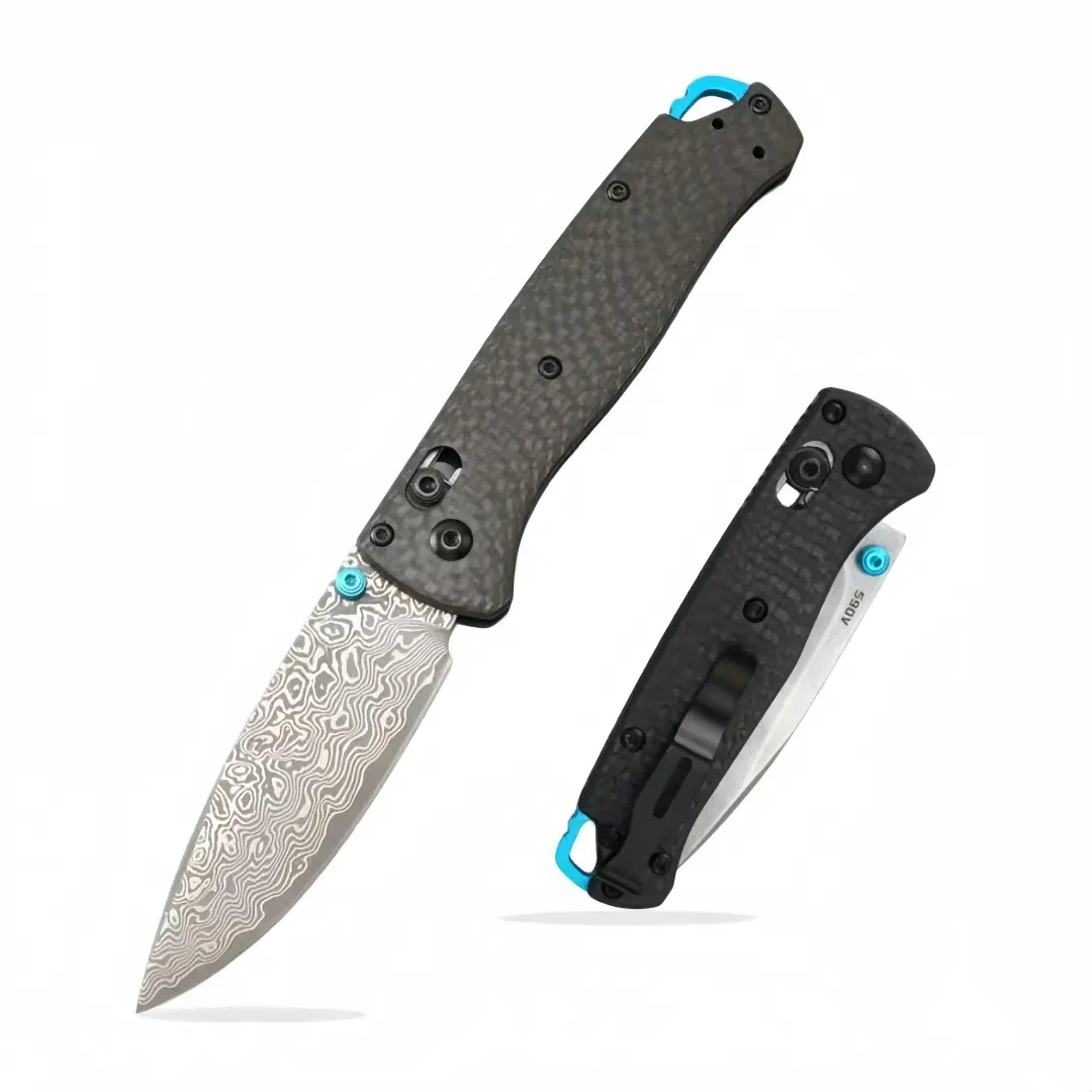 BM535 carbon fiber handle folding knife, large Damascus steel blade, EDC tool, pocket knife, fruit knife, men’s gift, suitable for outdoor fishing, exploration, camping, and kitchen use