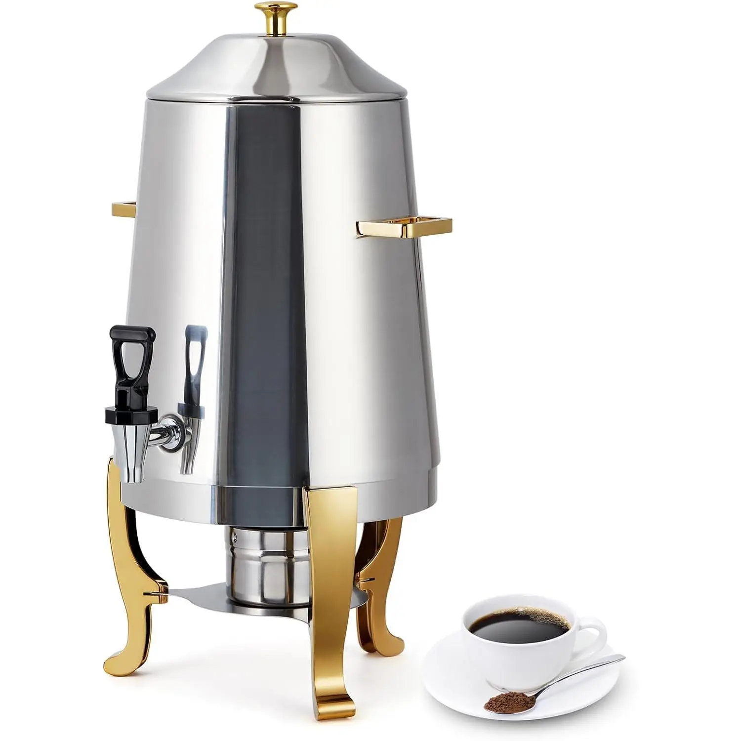 GARVEE 3.4 Gallon Stainless Steel Insulated Beverage Dispenser with Spigot Dual Temperature (Hot & Cold) for Coffee, Tea, Water Commercial-Grade Urn & Party Cooler (Gold)