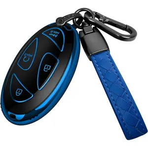 for Hyundai Key Fob Cover with Keychain Soft Full Protection Key Shell Key Case Compatible with 2023 2024 Ioniq 6 Grandeur GN7 KONA Smart Key (Blue, 5 Buttons)