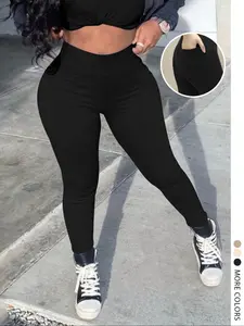 Women's Fashion Casual Basic Solid Color Tight Fitting Legging Bottoms Long Pants, Chic Casual Leggings, Womenswear, Lady, Fitted, Comfortable and Stylish, Perfect for Daily Wear