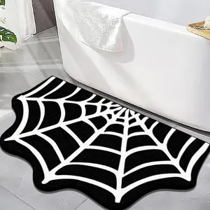 Halloween Spider Web Print Carpet, Shaggy Soft Washable Rug for Living Room Bedroom Entryway, Easy Care Fashion Luxury Mat